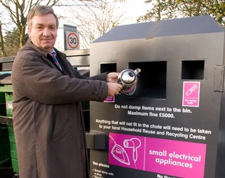 Corydon Cllr Phil Thomas at a new waste electrical site